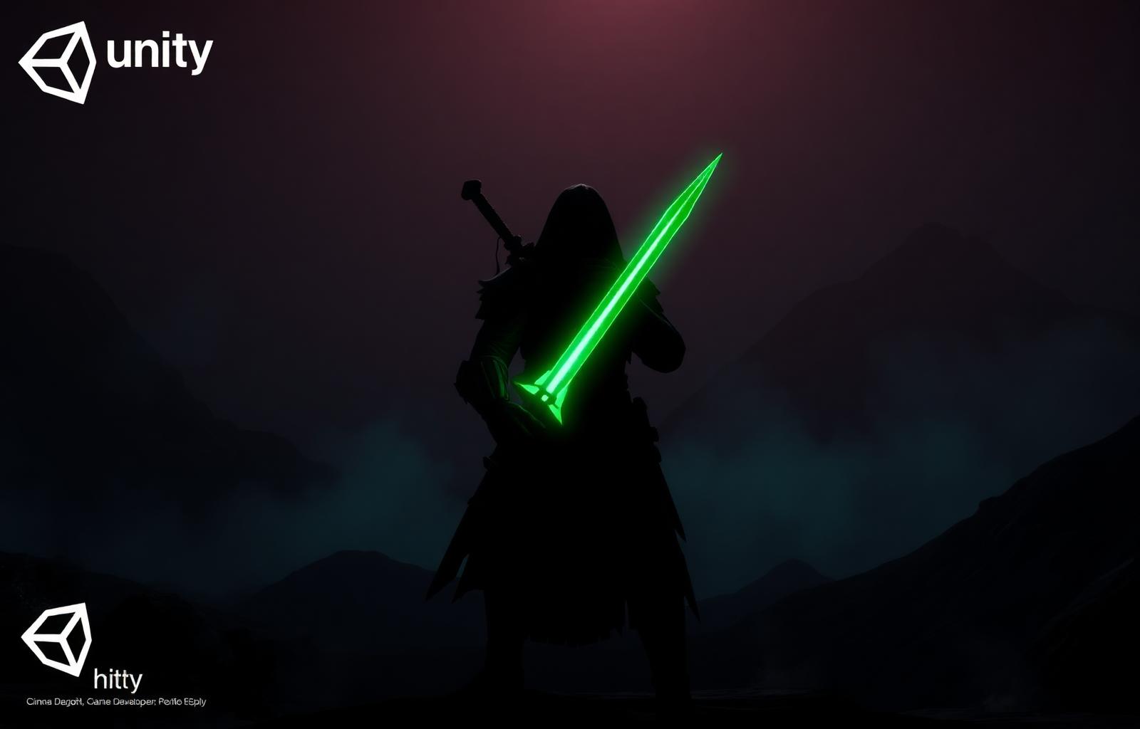 Stylized warrior with glowing green sword